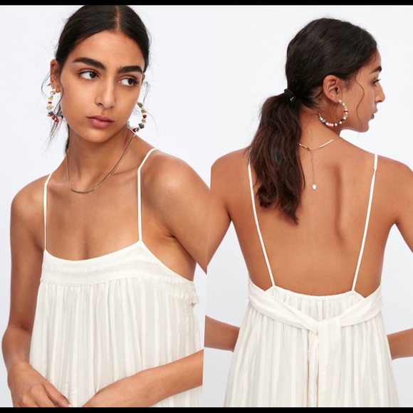 Zara Ecru Flowy Textured Dress - Picture 4 of 8